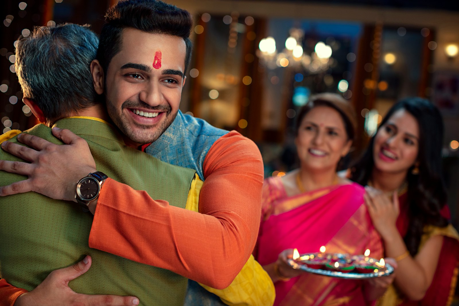 Family celebrating a festival together